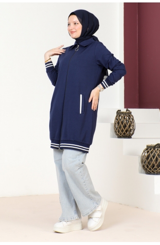 Gerippter Detaillierter Kurzumhang Für Damen Brc6503 6503-02 Marineblau 6503-02