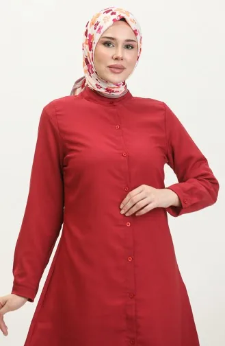 Hakim Yaka Düğmeli Tunik 6112-09 Bordo