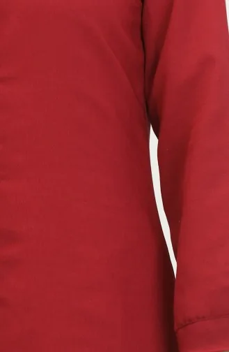 Hakim Yaka Düğmeli Tunik 6112-09 Bordo