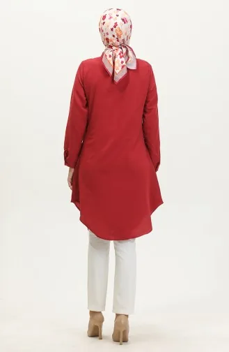 Hakim Yaka Düğmeli Tunik 6112-09 Bordo