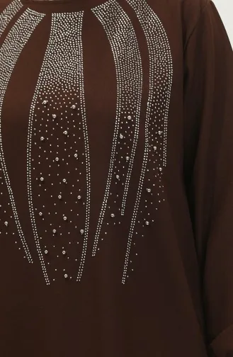 Avondjurk Met Steenprint Tuniekbroek Dubbel Pak 0410-05 Bruin 0410-05