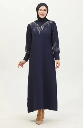 Kleid Mit Steindruck 0406-06 Marineblau 0406-06