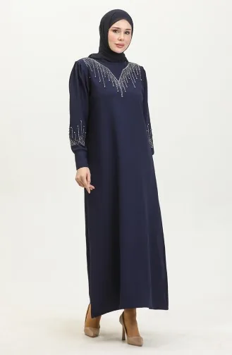 Kleid Mit Steindruck 0406-06 Marineblau 0406-06