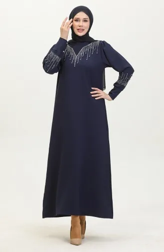 Kleid Mit Steindruck 0406-06 Marineblau 0406-06
