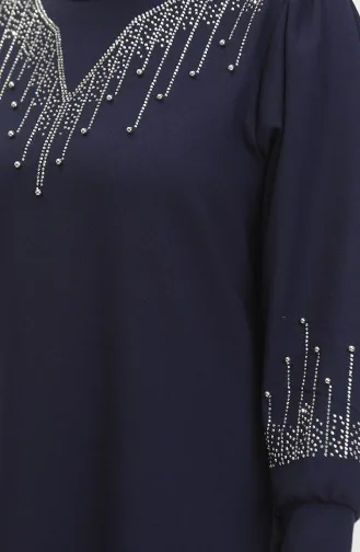 Kleid Mit Steindruck 0406-06 Marineblau 0406-06