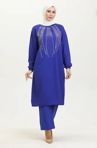 Steinbedrucktes Abendkleid Tunika-Hose Doppelanzug 0410-03 Saks 0410-03