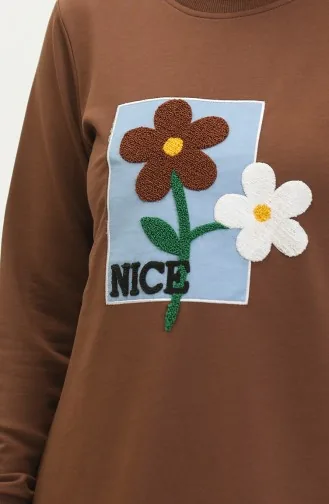 Tunika Mit Gänseblümchen-Stickerei 9116-13 Dunkelbraun 9116-13
