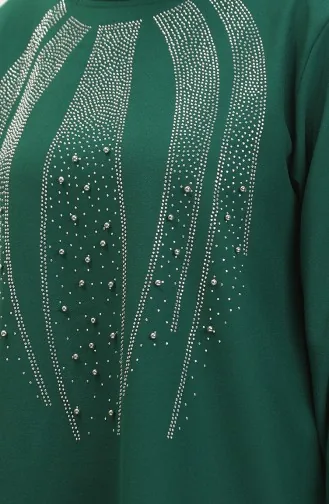 Ensemble Deux Pièces Robe De Soirée Tunique Pantalon Imprimé Pierre 0410-01 Vert Emeraude 0410-01