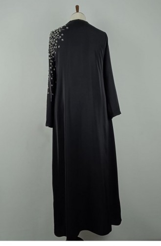 Large Size Shoulder Stone Detailed Abaya Black F38 1320