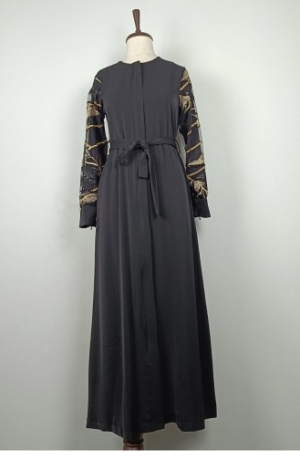 Sleeve Detailed Abaya Black F40 1321