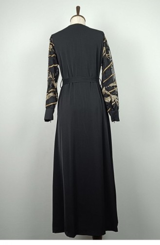 Sleeve Detailed Abaya Black F40 1321