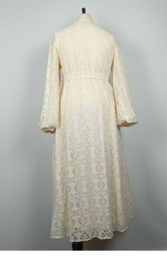 Plus-Size-Spitzenleinenkleid Creme 7875 1326