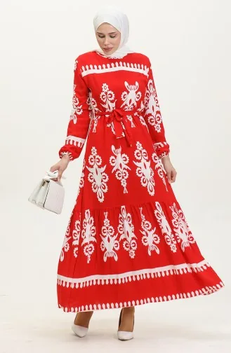 Robe Viscose à Motifs 81872-05 Rouge Claret 81872-05