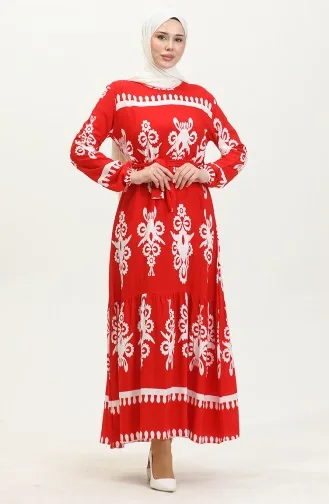 Robe Viscose à Motifs 81872-05 Rouge Claret 81872-05