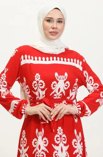 Robe Viscose à Motifs 81872-05 Rouge Claret 81872-05