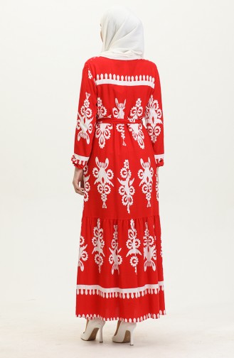 Viscose-jurk Met Patroon 81872-05 Claret Red 81872-05