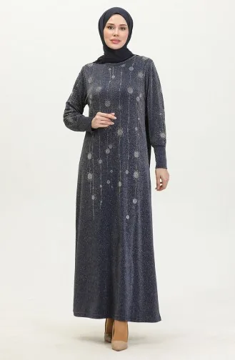 Stone Silvery Dress 0408-03 Navy Blue 0408-03