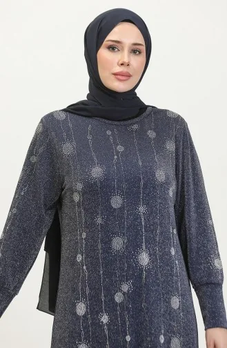 Stone Silvery Dress 0408-03 Navy Blue 0408-03
