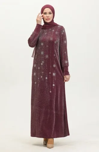 Stone Silvery Dress 0408-02 Plum 0408-02