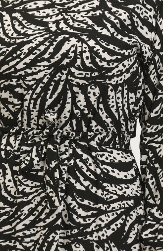 Kleid Aus Viskose Mit Blattmuster 0414-03 Schwarz 0414-03