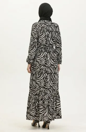 فستان فيسكوز منقوش 0414-03 أسود 0414-03