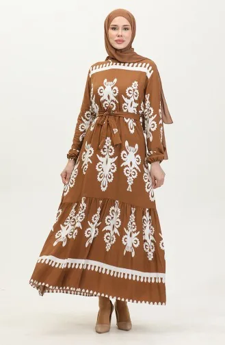 Robe Viscose à Motifs 81872-03 Tan 81872-03