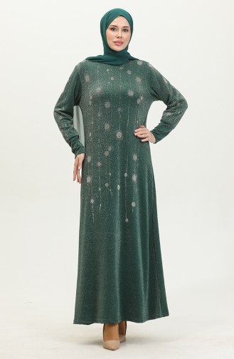 Robe Argenté Lapidé 0408-04 Vert 0408-04