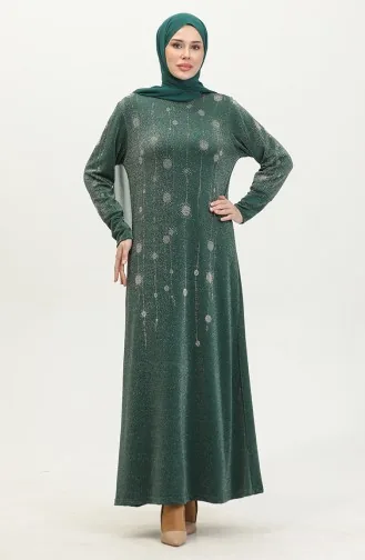 Robe Argenté Lapidé 0408-04 Vert 0408-04