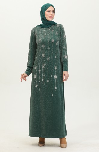 Robe Argenté Lapidé 0408-04 Vert 0408-04