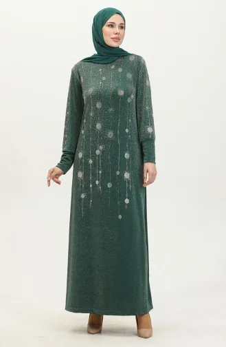 Robe Argenté Lapidé 0408-04 Vert 0408-04