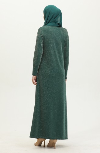 Robe Argenté Lapidé 0408-04 Vert 0408-04
