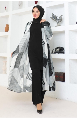 Hijabpak Met Geometrisch Patroon 4027-01 Zwart 4027-01