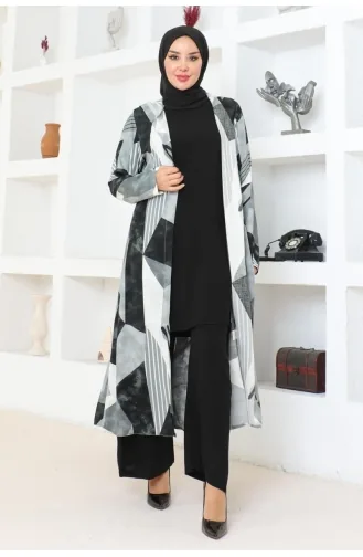Hijabpak Met Geometrisch Patroon 4027-01 Zwart 4027-01