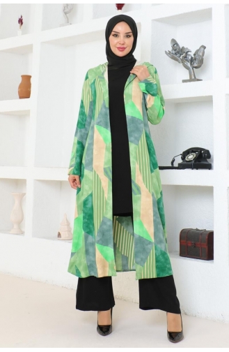 Hijabpak Met Geometrisch Patroon 4027-02 Groen 4027-02