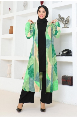 Hijabpak Met Geometrisch Patroon 4027-02 Groen 4027-02