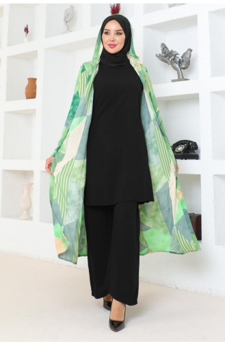 Hijabpak Met Geometrisch Patroon 4027-02 Groen 4027-02