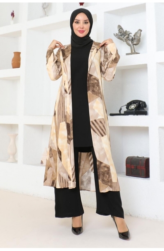 Hijabpak Met Geometrisch Patroon 4027-04 Bruin 4027-04