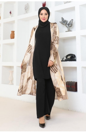Hijabpak Met Geometrisch Patroon 4027-04 Bruin 4027-04
