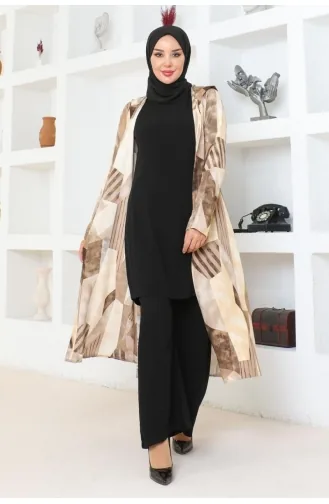 Hijabpak Met Geometrisch Patroon 4027-04 Bruin 4027-04