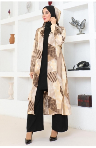Hijabpak Met Geometrisch Patroon 4027-04 Bruin 4027-04