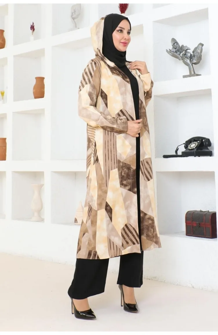 Hijabpak Met Geometrisch Patroon 4027-04 Bruin 4027-04
