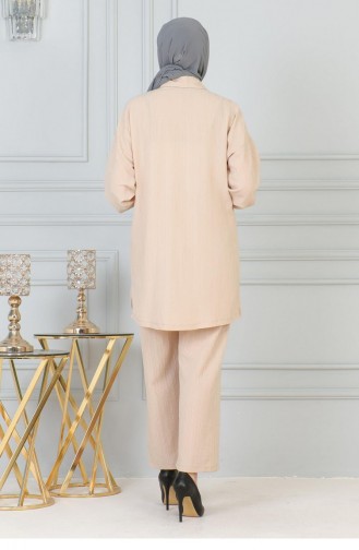 Pocket Stone Detailed Suit Beige 19210 15238
