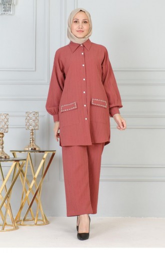 Costume Détaillé En Pierre Avec Poche Dusty Rose 19210 15239
