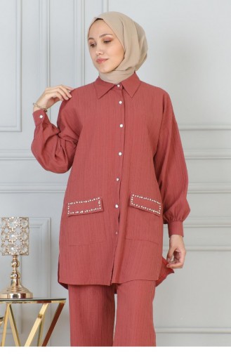 Costume Détaillé En Pierre Avec Poche Dusty Rose 19210 15239