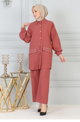 Costume Détaillé En Pierre Avec Poche Dusty Rose 19210 15239