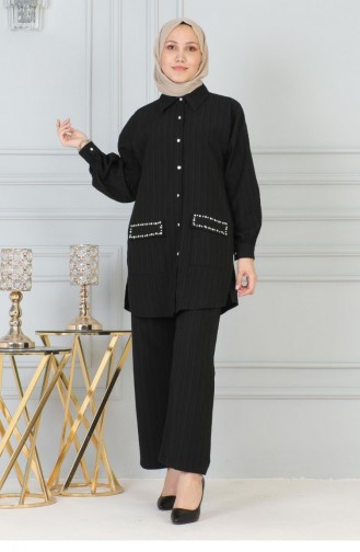 Pocket Stone Detailed Suit Black 19210 15240