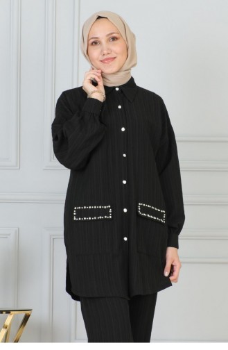 Pocket Stone Detailed Suit Black 19210 15240