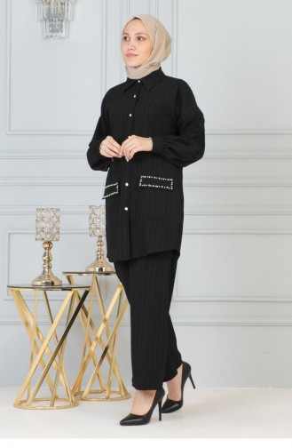 Pocket Stone Detailed Suit Black 19210 15240