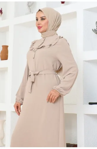 Rose Fırfırlı Aerobin Elbise 0072-04 Vizon