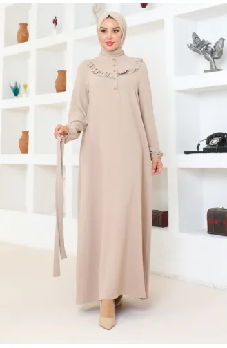 Rose Fırfırlı Aerobin Elbise 0072-04 Vizon